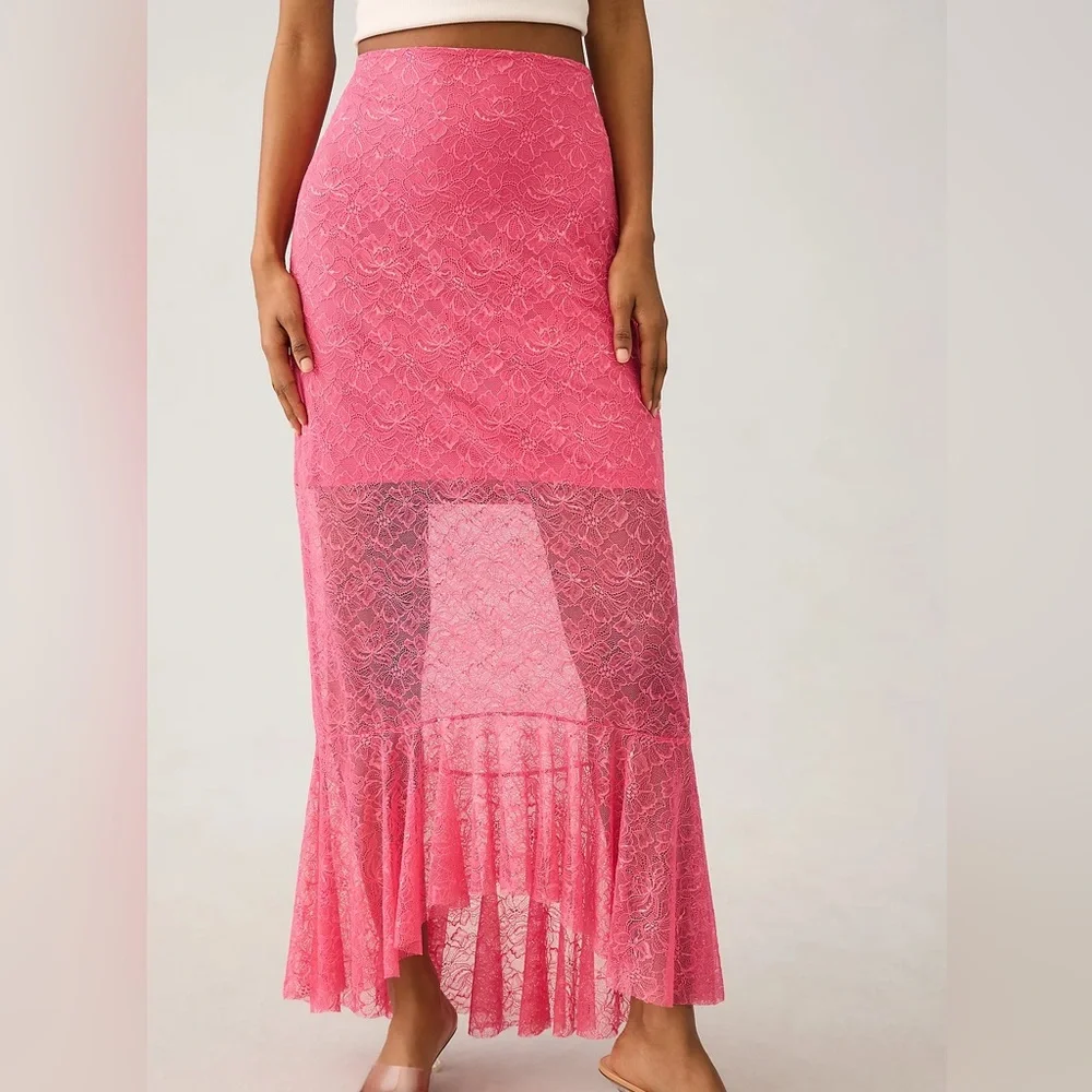 NWT By Anthropologie Sheer Lace Mermaid Skirt - Picture 3 of 5